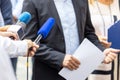 Whistleblower is giving a speech at news conference or media event Royalty Free Stock Photo