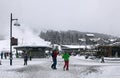 Whistler, BC, Canada - January 16, 2020. Tourists skiers at a famouse mountain resort in Whistler.