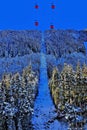 Whistler, British Columbia blue skies on an early morning sky lift. Royalty Free Stock Photo