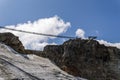 WHISTLER, CANADA - AUGUST 25, 2019: chair lift ride to the top of the mountain Cloudraker Skybridge,