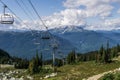 WHISTLER, CANADA - AUGUST 25, 2019: chair lift ride to the top of the mountain