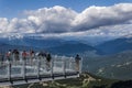 WHISTLER, CANADA - AUGUST 25, 2019: People on the Cloudraker Skybridge suspension bridge.