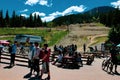 June 16 2018, Whistler Canada: Mountain biking area in British Columbias famous Whistler village. This is the most Royalty Free Stock Photo