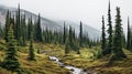 Whistlerian Landscape: A Captivating Trail Of Trees And Grasses