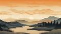 Whistlerian Sunset: Intricate Landscapes In Light Amber And Gray