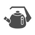 Whistling kettle solid icon, kitchenware concept, classic style teapot sign on white background, kettle with whistle and
