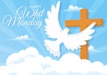 Whit Monday Vector Illustration with a Pigeon or Dove for Christian Community Holiday of the Holy Spirit in Flat Cartoon