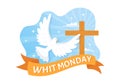 Whit Monday Vector Illustration with a Pigeon or Dove for Christian Community Holiday of the Holy Spirit in Flat Cartoon