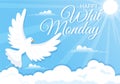 Whit Monday Vector Illustration with a Pigeon or Dove for Christian Community Holiday of the Holy Spirit in Flat Cartoon