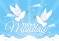 Whit Monday Vector Illustration with a Pigeon or Dove for Christian Community Holiday of the Holy Spirit in Flat Cartoon