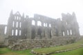 Whitby Abbey castle taken in deep fog Royalty Free Stock Photo