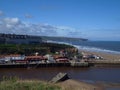 Whitby Abbey is the ruins of a monastery near the fishing village of Whitby. It is a well-known tourist attraction in North Yorksh Royalty Free Stock Photo