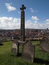 Whitby Abbey is the ruins of a monastery near the fishing village of Whitby. It is a well-known tourist attraction in North Yorksh Royalty Free Stock Photo