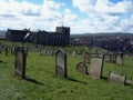 Whitby Abbey is the ruins of a monastery near the fishing village of Whitby. It is a well-known tourist attraction in North Yorksh Royalty Free Stock Photo