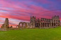 Whitby Abbey Ruins sunset in England