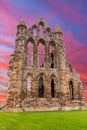 Whitby Abbey Ruins sunset in England