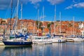 Whitby abbey is a seaside town and port at daytime in North Yorkshire, UK Royalty Free Stock Photo