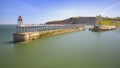 Whitby Harbour and Abbey in the background Royalty Free Stock Photo