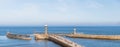 Whitby harbour entrance panorama Royalty Free Stock Photo