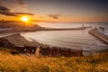 Whitby Harbour at sunset Royalty Free Stock Photo