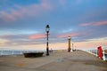 Whitby pier at sunset Royalty Free Stock Photo