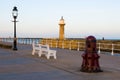 Whitby pier at sunset Royalty Free Stock Photo