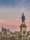 Whitby seascape at dusk in Yorkshire England UK Royalty Free Stock Photo