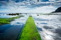 Whitby sky reflection in water near east cliffs, North Yorkshire, England