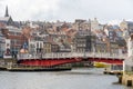 The Whitby Swing Bridge over the River Esk in the town of Whitby, North Yorkshire, UK