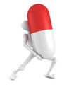 White 3d man hold big red medical pill Royalty Free Stock Photo