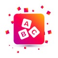White ABC blocks icon isolated on white background. Alphabet cubes with letters A,B,C. Square color button. Vector Royalty Free Stock Photo