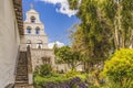 White Adobe Steeple Bells Mission San Diego de Alcala California Royalty Free Stock Photo