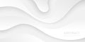 White abstract background. Layered gray backdrop with different wavy shapes. Vector illustration paper style. White wall 3D.