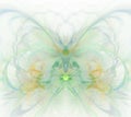 White abstract background with rainbow - green, turquoise, orange, yellow - orchid flower texture, fractal pattern Royalty Free Stock Photo