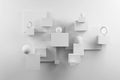 White abstract cubes on wall casting soft 3D shadows Royalty Free Stock Photo