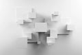 White abstract cubes on wall casting soft 3D shadows Royalty Free Stock Photo
