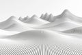 White Abstract 3D Parametric Topographical Wavy Terrain, Digital Data Visualization, 3D Rendering