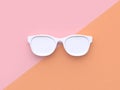 White abstract glasses minimal pastel pink orange tilted background 3d render