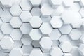 white abstract hexagon geometric background soft shadows, , 3d render, simple honeycomb pattern