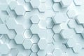 white abstract hexagon geometric background soft shadows, , 3d render, simple honeycomb pattern