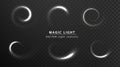 White abstract light spiral lines of movement and speed set. Magic light glow effect vortex wave vector. Luminous white Royalty Free Stock Photo