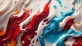 White abstract marble background with red and blue streaks. Ai generative illustration Royalty Free Stock Photo