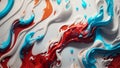 White abstract marble background with red and blue streaks. Ai generative illustration Royalty Free Stock Photo