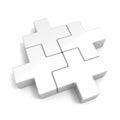 White abstract plus jigsaw puzzle pieces. 3D Royalty Free Stock Photo