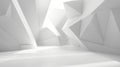 White abstract scene with single crossed lines polygons and corners with soft light gradient, surface for presentation