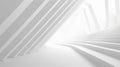 White abstract scene with single crossed lines polygons and corners with soft light gradient, surface for presentation