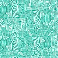 White abstract seamless pattern isolated on turquoise background. Colorful summer boho texture. Royalty Free Stock Photo