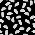 White abstract spots on black background seamless pattern