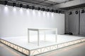 White abstract table platform for product placement
