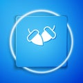 White Acorn icon isolated on blue background. Blue square button. Vector Royalty Free Stock Photo